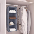 Hanging Closet Organizer, Easy Mount Foldable 4-Shelf Hanging Closet Wardrobe Storage Shelves, Clothes Handbag Shoes Accessor