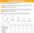 2 Pack Closet Rods for Hanging Clothes,17-84 Inch No-Cut Stepless Adjustable Closet Rod, 1.3 Inch Heavy Duty Metal Closet Han