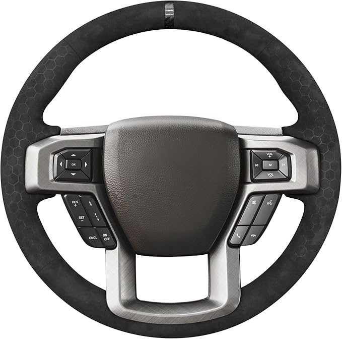 MEWANT Hand Stitch Hive Embossed Athsuede Steering Wheel Cover for Ford F150 Expedition 2018-2021 Ford F150 Accossory
