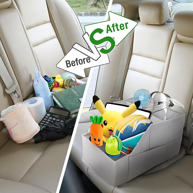 MULISOFT Car Seat Organizer- Backseat Car Organizer with 12 Storages Compartments and 2 Cup Holders, Organizers and Storage,