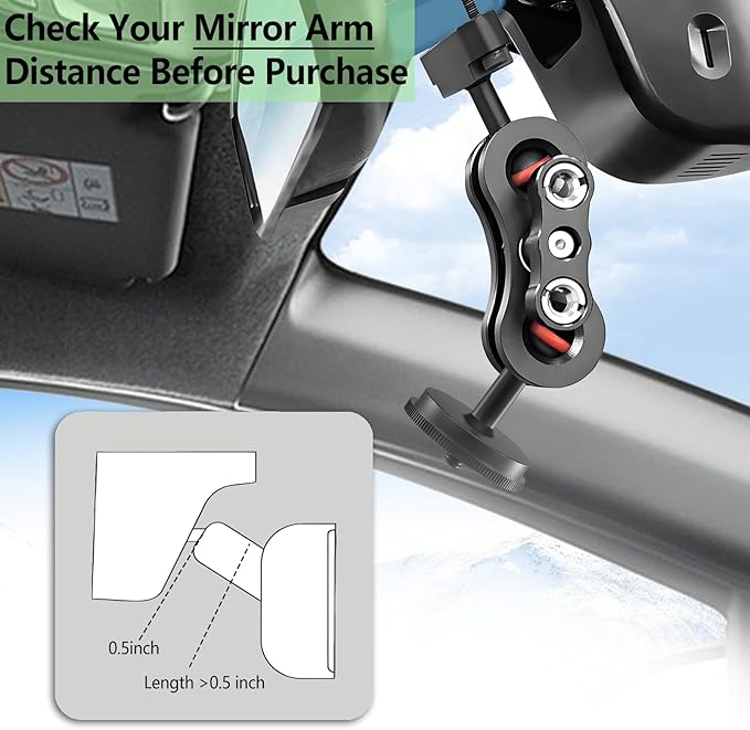 Dash Cam Mount, 1/4 "1/8" Threaded Camera Bracket, Aluminum Rearview Mirror Driving Recorder Mounting Base, Suitable for OldShark Apexcam Chortau ORSKEY Jeemak Ricoh GoPro NIUTA Dash Cam