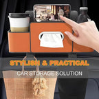Car Back Seat Organizer, Multifunctional Car Seat Back Storage Box with 2 Cup Holders, Tissue Box for Hold Phones,Snacks, Drinks, Handbags (Orange)