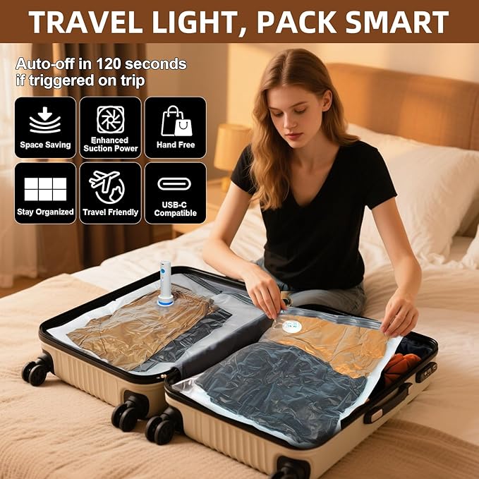 12 Pack Vacuum Storage Bags,Space Saver Bags for Clothing,Comforters,and Bedding,Includes 2 Jumbo, 2 Large, 2 Medium, 2 Small