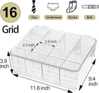 ZEXALOR Socks Underwear Drawer Organzier Dividers, 16 Compartment Removable Divided Plastic Storage Bin with Lid, Storage Org