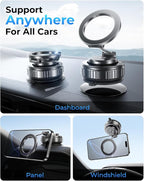 2026 Ultimate Vacuum Magnetic Car Phone Holder – 109+ LBS Super Strong Suction & 2800+ GF Magnetic Grip, 360° Rotation Dashboard/Windshield/Mirror Mount for iPhone 12–17&Samsung, Quick Lock, Black