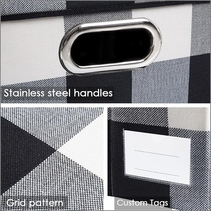 PRANDOM Collapsible Storage Bin with Lid [3-Pack] Fabric Foldable Storage Box Organizer Container Basket Cube with Cover for 