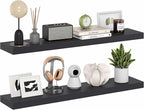 Furinno Tanna Floating Shelves for Wall Set of 2, 9 x 47 Wall Shelf, Wall Mounted Floating Shelf with Invisible Bracket, 2-in