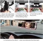 Bling Rhinestone Car Rear View Mirror - Crystal Diamond Decor for Women - Stylish Automotive Interior Accessory (Pink)