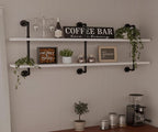 Industrial Pipe Shelving Rustic White Pipe Wall Shelves Industrial Shelves with Wood Planks Floating Shelves 60 Inch Farmhous