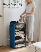SOLEDI Slim Laundry Hamper with Lid, Narrow Laundry Basket with Removable Bags, Dirty Clothes Hamper with handle, Small Hampe