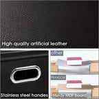 PRANDOM Leather Foldable Cube Storage Bins 11x11 inch [4-Pack] Fabric Storage Baskets Cubes Drawer with Cotton Handles Organi