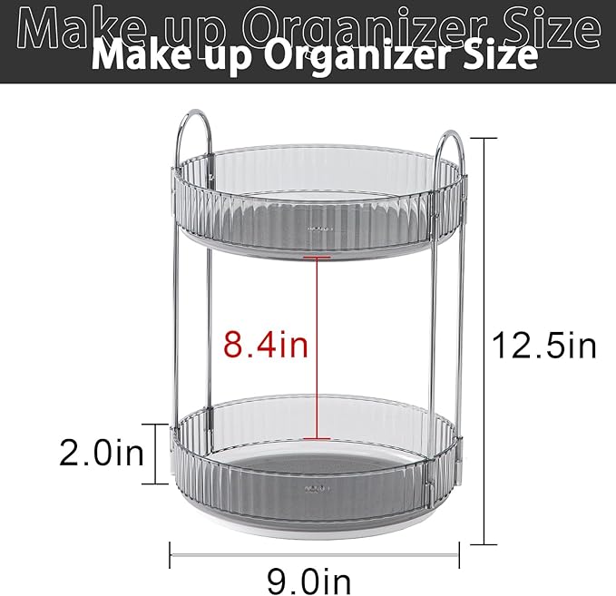 shuang qing Rotating Makeup Organizer for Vanity, High-Capacity Skincare Clear Make Up Storage Perfume Organizers Cosmetic Dr