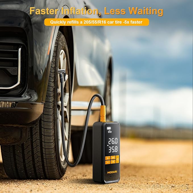 Tire Inflator Portable Air Compressor - 4X Faster 160 PSI Portable Air Pump for Cars - Cordless Tire Inflators with Gauge - Portable Tire Inflator for Car, Pickup, Bike and More