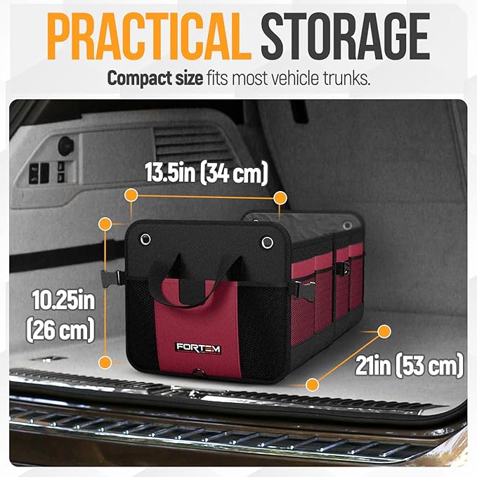 FORTEM Trunk Organizer For SUV Car Organizer and Storage, Multi-Compartment Storage Bag Car Accessories for Women Men, Perfect
