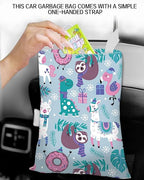 Car Trash Can, Durable Hanging Car Trash Garbage Bag, Cute Automotive Garbage Cans Organizer, Cute Snow Llama Sloth