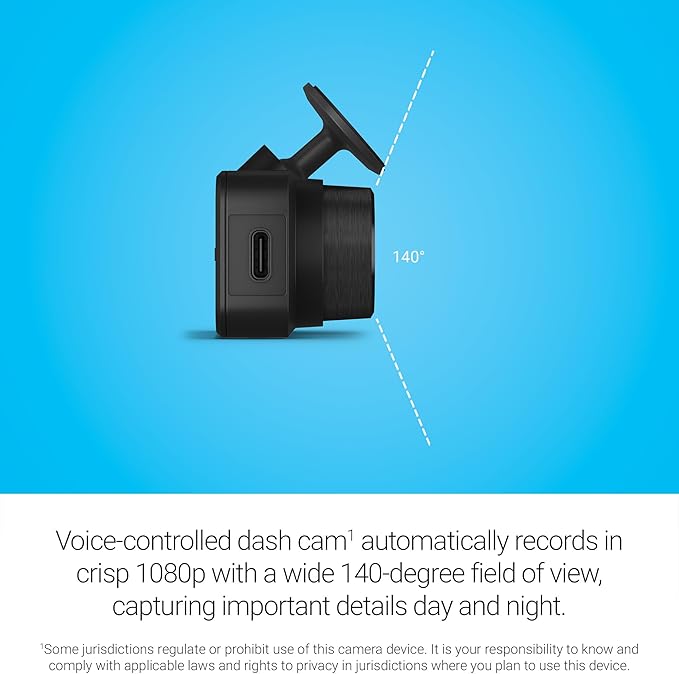 Garmin Dash Cam™ Mini 3, Ultracompact 1080p HD Dash Cam with a 140-degree Field of View, Built in Clarity™ Polarizer, Voice C
