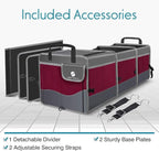 Trunk Organizer with Cooler, Collapsible Trunk Storage Container with Non Slip Bottom Strips, Large Multi-Compartment Waterproo