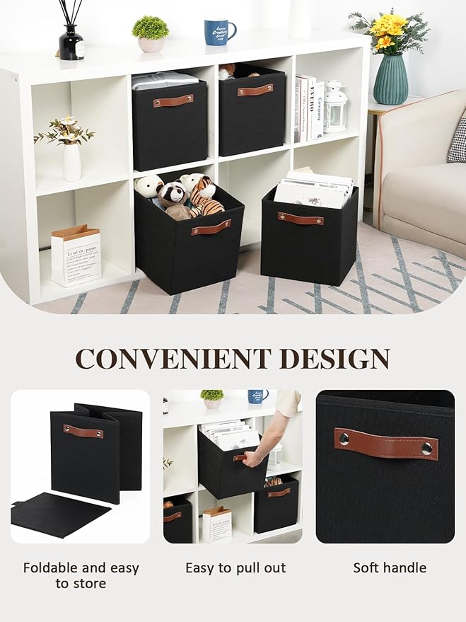 Temary 11x11 Storage Cubes Fabric Cube Storage Bins with Handles Clothes Storage Boxes Baskets for Organizing Home, Shelf, Cl