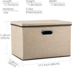 PRANDOM Large Collapsible Storage Bins with Lids [3-Pack] Jute Fabric Foldable Storage Boxes Organizer Containers Baskets Cub