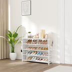 5 Tier Shoe Rack, Shoe Organizer Storage for 20-25 Pair Boot and Sneaker, Stackable Free Standing Shoe Shelf with Hooks and S