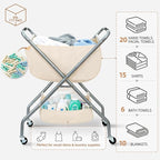 STORAGE MANIAC Collapsible Laundry Cart with Wheels 31.5"H Rolling Laundry Hamper Clothes Basket with Wheels, Canvas Liner St