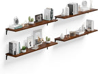 12 Inch Deep Floating Shelves Set of 4, 48 Inch Extra Wide Walnut Solid Wood Wall Shelves, 4ft Heavy Duty Farmhouse Wall Moun