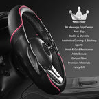 HighnessHwoo 3D Car Steering Wheel Cover Comfort Grip Massage Sporty Anti-Slip Carbon Fiber Faux Leather for Sedan SUV, Unive