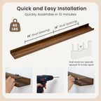 Picture Ledge Wall Shelves 48 Inches Width Set of 3, Solid Pine Wood Rustic Floating Ledge for Kids' Room Bedroom Kitchen Bat