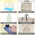 BALEINE 4 PK Grocery Bags Reusable Shopping Bags with Reinforced Bottom, Heavy Duty Foldable Tote Bags (Beige)