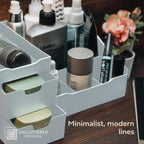 Uncluttered Designs Large Makeup Organizer for Vanity - Countertop Desk With Drawers for Cosmetic, Beauty, Hair, Nail, Perfum
