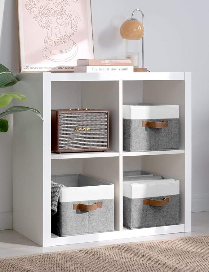 StorageWorks Fabric Shelf Baskets, Closet Organizers and Storage Basket, Foldable Storage Bins for Shelves, Clothes Storage B