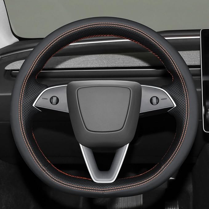 MEWANT DIY Stitching 3D Style Steering Wheel Cover Wrap for Tesla Model 3 Highland 2023-2025/Model Y 2025 Highland for Tesla Model 3/Model Y Accessories(3D Style)