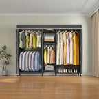 VIPEK Classic V6C Heavy Duty 5 Tiers Wire Garment Rack Large Size Wardrobe Closet Black Metal Clothing Rack with Black Oxford