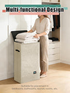WTREE Laundry Hamper with Lid, Reinforced Sturdy Clothes Hamper with Anti-Puncture Base, Large Collapsible Laundry Basket wit