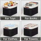 HNZIGE Decorative Organizer Baskets for Shelves 16"×11.8"×11.8" Large Storage Bins with Leather Handles (2 Pack) Foldable Sto