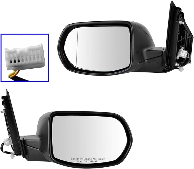 TRQ 2 Piece Driver and Passenger Side Mirror Assembly Set Electric Adjustment Non-Heated No Memory Black Compatible with 2012