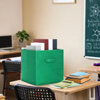Karenhi 11" x 10. 5" x 10. 5" Green Storage Cube, 6 Pack Fabric Cube Storage Bins Organizer Box, Collapsible Baskets with Han