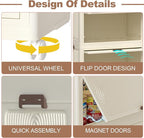 Portable Wardrobe Storage Cabinet,Closet Organizer with Magnetic Doors and Wheels, Portable Kids Closet with Hanging Rod&10 p