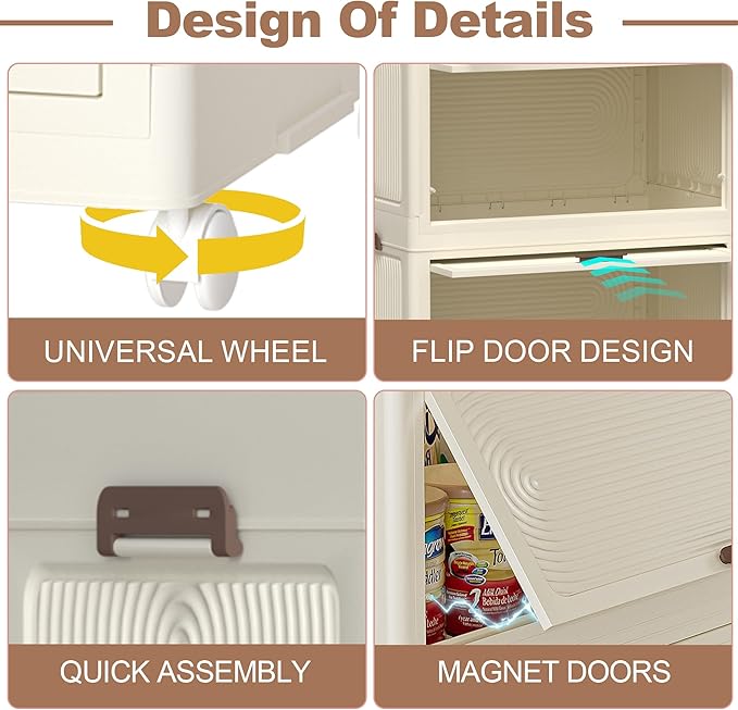 Portable Wardrobe Storage Cabinet,Closet Organizer with Magnetic Doors and Wheels, Portable Kids Closet with Hanging Rod&10 p