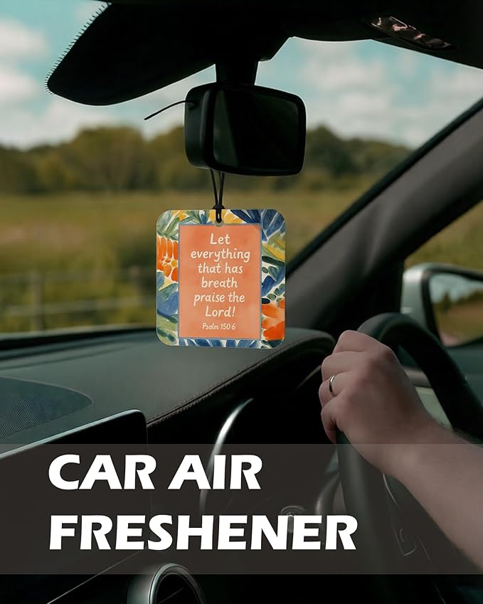 Jesus Christian Square Citrus Car Air Freshener 4 Pcs, Colorful Floral Religious Hanging Air Freshener for Cars Bathroom Dorm