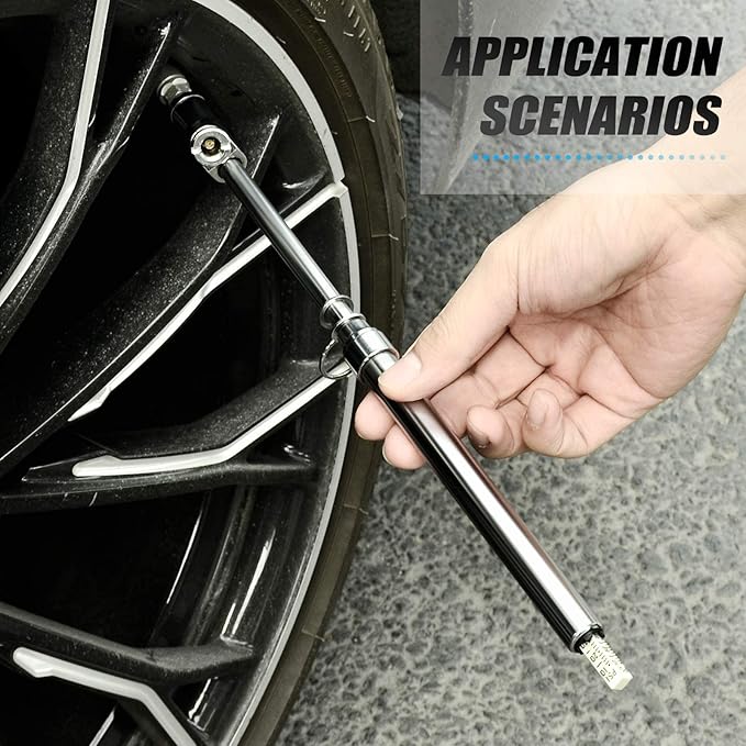 MEANLIN MEASURE Silver Double Straight Type Tire Pressure Gauge，Dual Head Air Pressure Gauge 1Pcs，Pressure Range 10-150 Psi(Suitable for Trucks, etc.