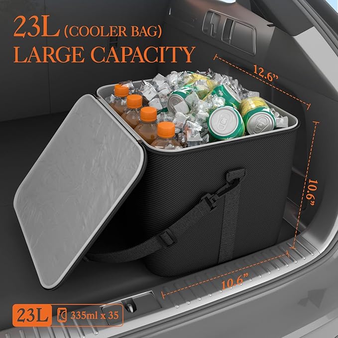 HOTOR Cooler Bag for Trunk Organizer - Portable Cooler for Car Organizer, Leakproof Car Cooler for Vehicle, Soft Small Cooler F