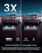 OMBAR T1 4K 3 Channel Dash Cam, STARVIS 2 IMX678 Sensors, Free 128GB Card, 2025 New Full Color HDR Night Vision, 4K+1080P+108