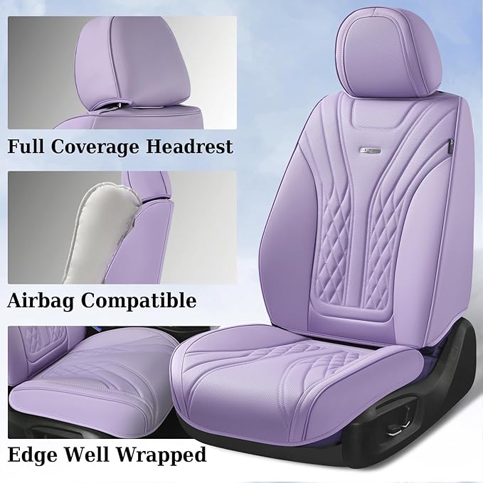Coverado Car Seat Covers Full Set, 5 Seats Front Seat Cover and Back Seat Covers for Cars, Automotive Seat Covers Leather Wat