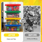 Vicenpal 4 Pack Toy Storage Containers with Lids Brick Shaped Kids Toy Organizer Box Plastic Clear Stackable Bin Chest for Bu