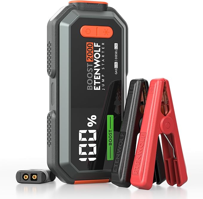 Car Battery Jump Starter Portable, 2000A Peak Jump Box- 12V Car Jump Starter for up to 8.0L Gas and 6.5L Diesel Engines,