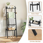 HOOBRO Blanket Ladder, 5 Tier Bamboo Ladder Shelf, Blanket Ladders for Living Room and Bedroom, Farmhouse Blanket Holder Rack