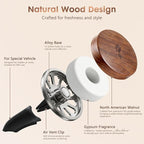 Wooden Car Air Freshener Vent Clip, Refillable Essential Oil Diffuser with Long-Lasting Natural Scent, North American Walnut 