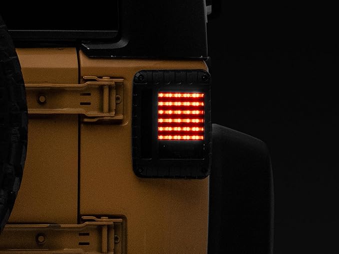 Raxiom Smoked LED Tail Lights Set Assembly Iconic Styling Fits Jeep Wrangler JK 2007-2018