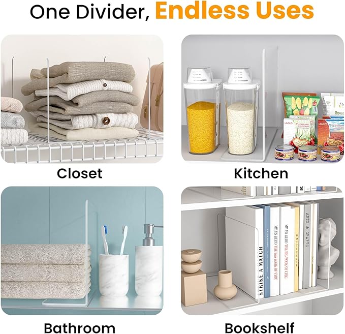 Shelf Dividers for Closet Organization – Acrylic Clear Sturdy Dividers to Keep Clothes, Sweaters & Purses Upright, Free-Stand